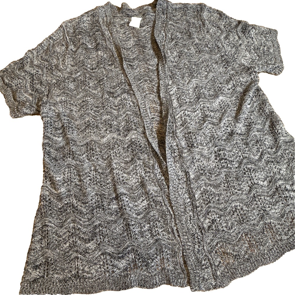 Faded Glory Womens Open Front Cardigan Size 3XL Black Marble Open (109)